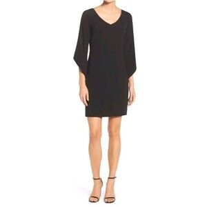 Laundry by Shelli Segal Tulip Sleeve Crepe Shift Dress Women's Party Size 8